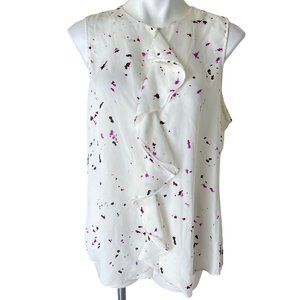 Apt. 9 White Sleeveless Top with Pink and Black Accents